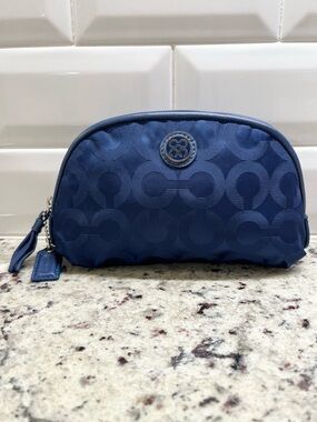 Coach Signature Jacquard Satin Cosmetic Case EUC